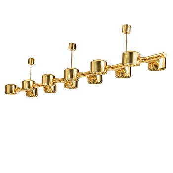 385. Hans-Agne Jakobsson, a 12 lights brass ceiling lamp, model 746/12, Markaryd, Sweden, 1960-70's.