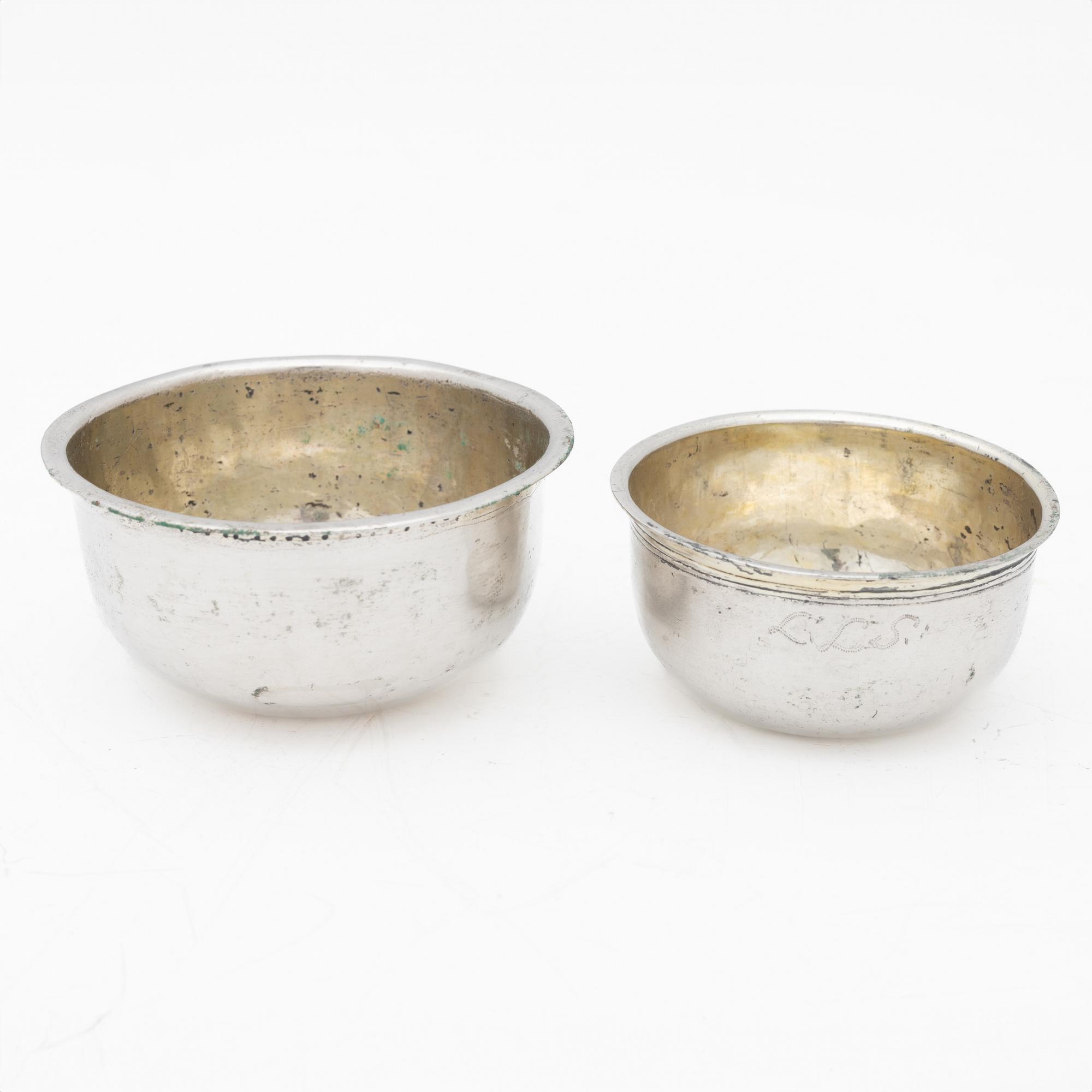 Two Swedish 18th century parcel-gilt silver tumbler, marks of Anders Hafrin, Gothenburg and Hans Langberg, Söderhamn.