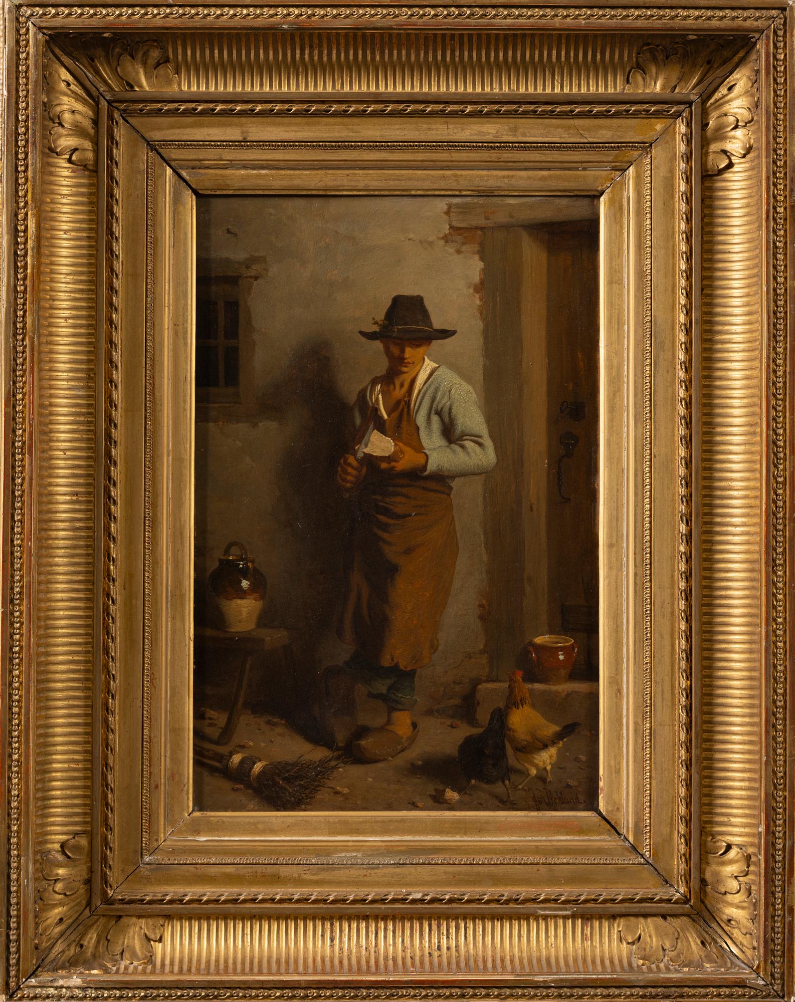 Johan Christoffer Boklund, "Young Man Feeding Chickens".