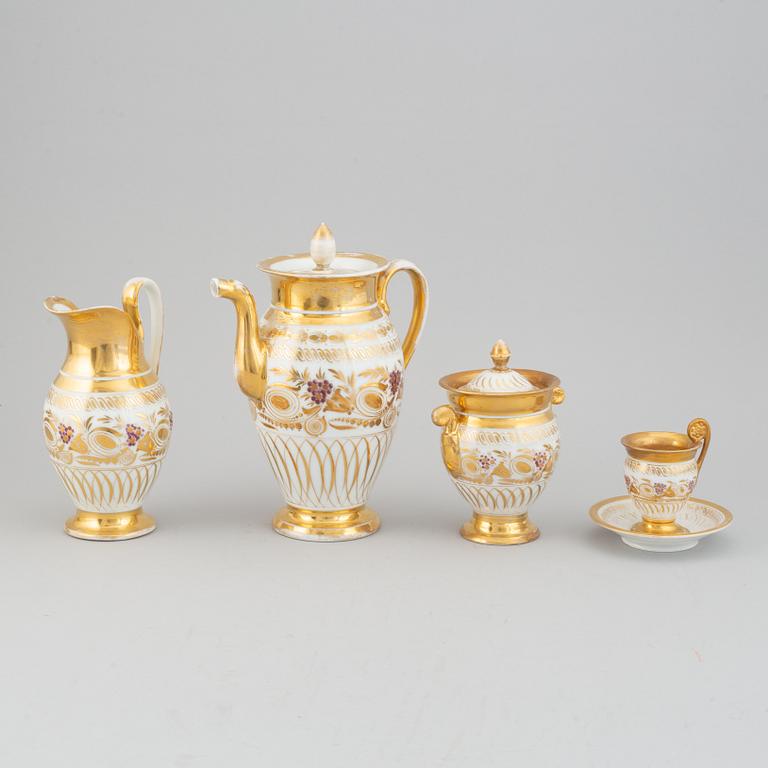 A 9 pcs Empire porcelain coffee service from the 1830s/1840s, northern Europe.