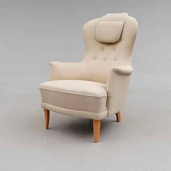 FÅTÖLJ, "Farmor", Carl Malmsten, AB O.H. Sjögren, Tranås, 1980-tal.