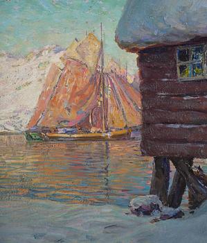 Anna Boberg, Harbour scene from Lofoten.