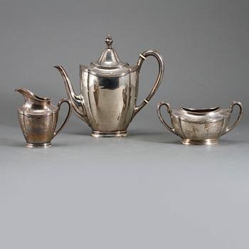 KAFFESERVIS, silver, svenska importstämplar, 1900-talets första hälft, vikt 916 g.