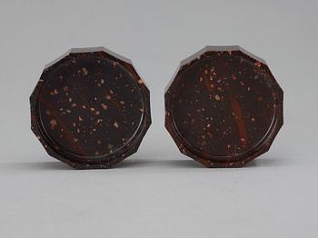 A pair of Swedish Empire 19th century porphyry salts.