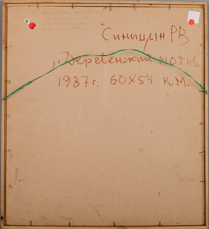 RENALD V. SINITSIN, oil on board, a tergo signed and dated 1987.