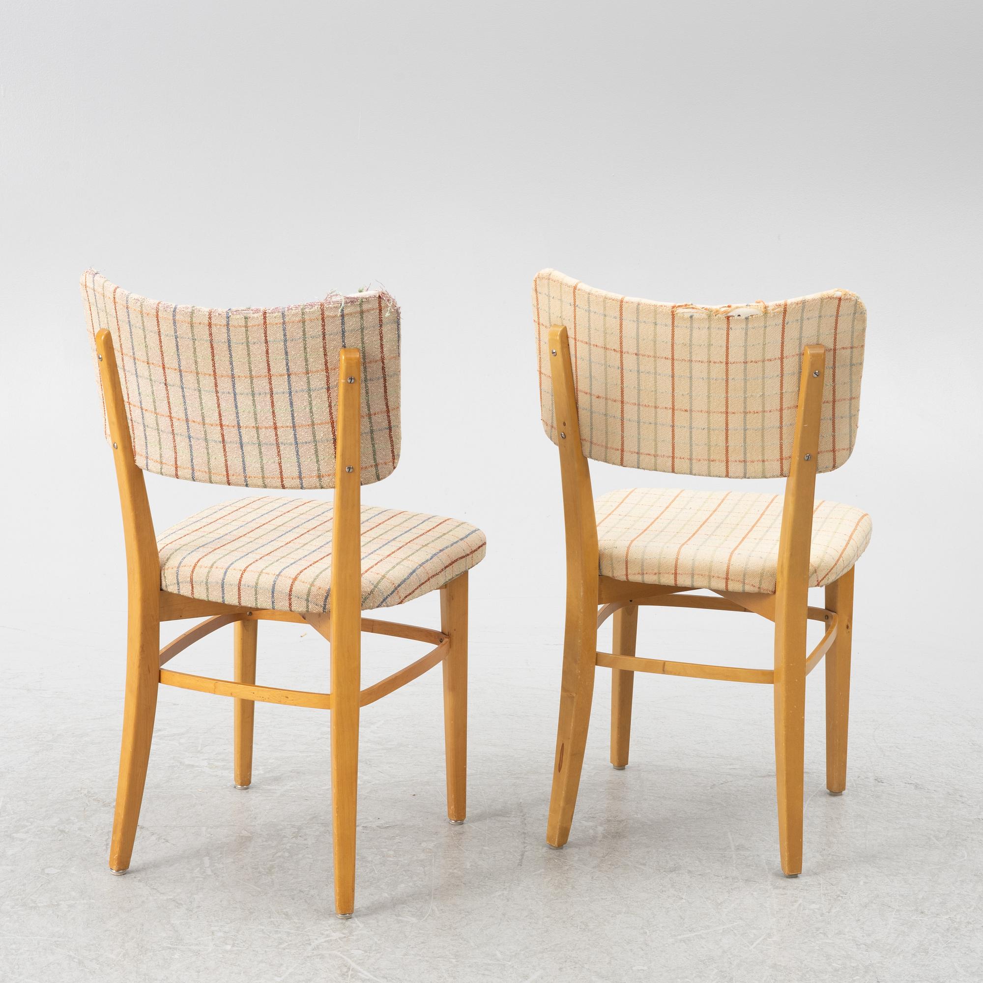 Elias Svedberg, a set of four chairs model "31" from the Triva-Bygg series, Nordiska Kompaniet, 1940s.