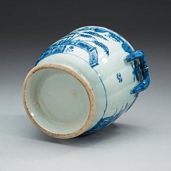 A large blue and white wine cooler, Qing dynasty, Qianlong (1736-95).