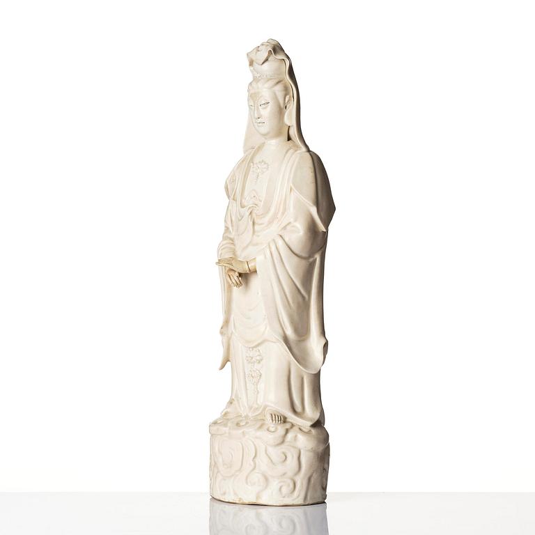 A blanc de chine figure of Guanyin, Qing dynasty.