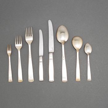 JACOB ÄNGMAN, besticksuppsättning, 63 delar, silver, "Rosenholm". GAB, Stockholm, 1900-talets mitt.