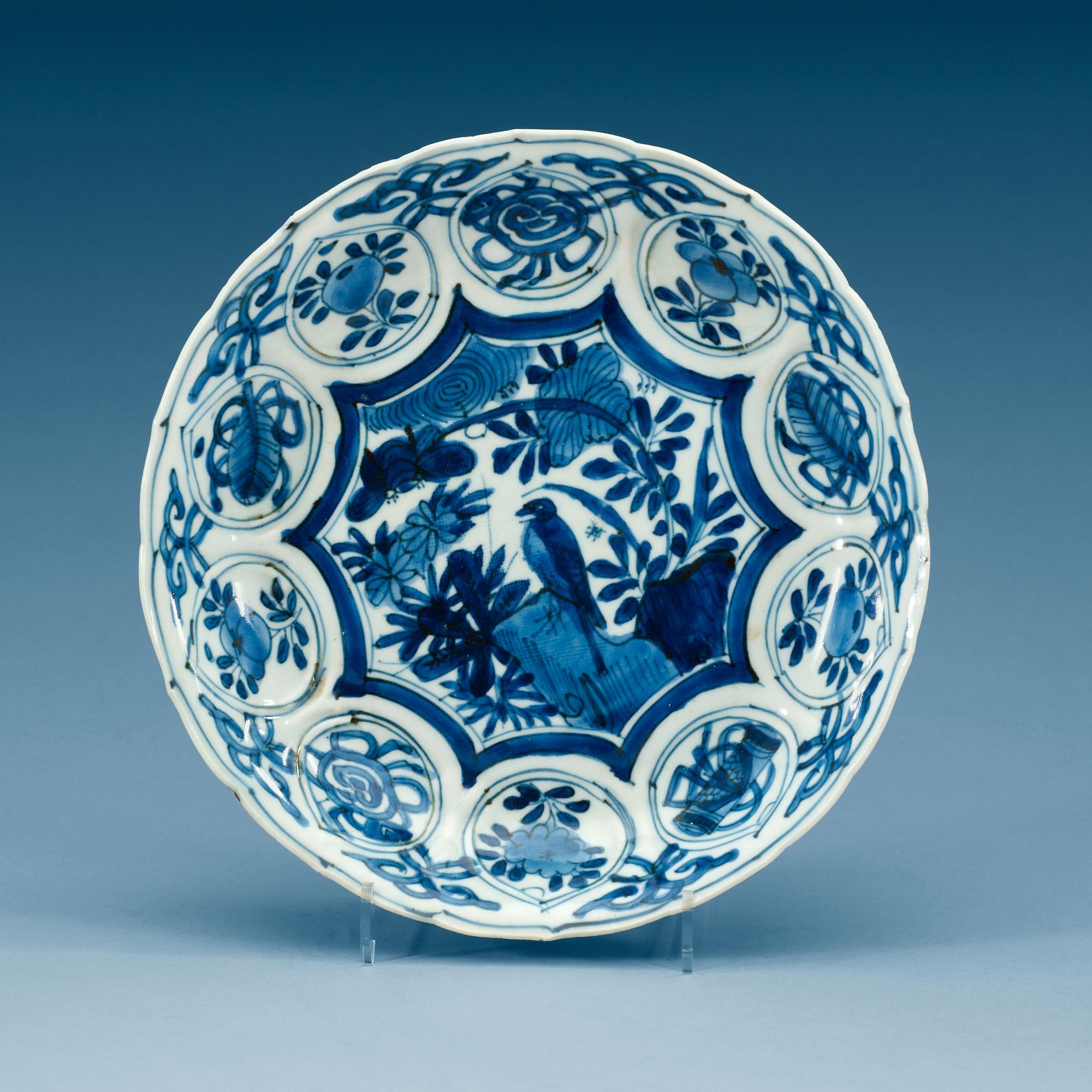 A set of six blue and white kraak dishes, Ming dynasty, Wanli (1572-1620).