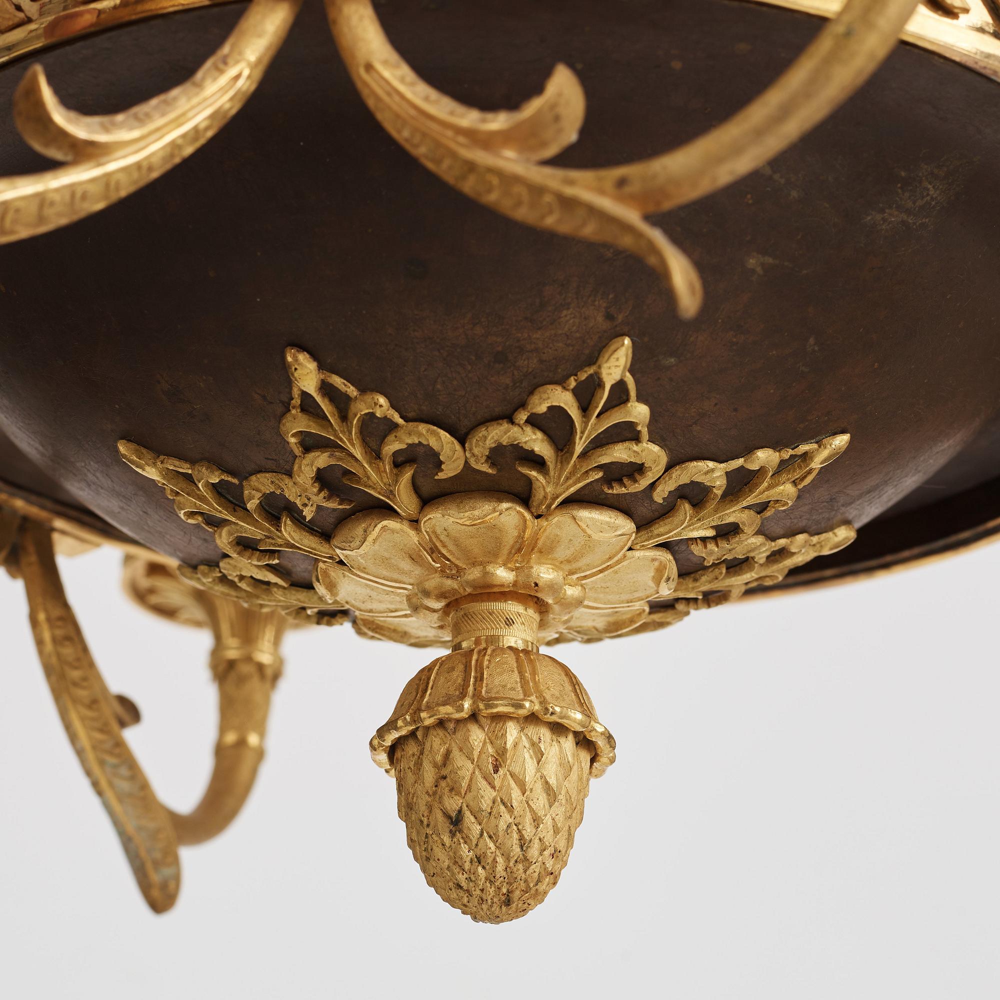 A Swedish Empire 19th century six-light hanging-lamp.
