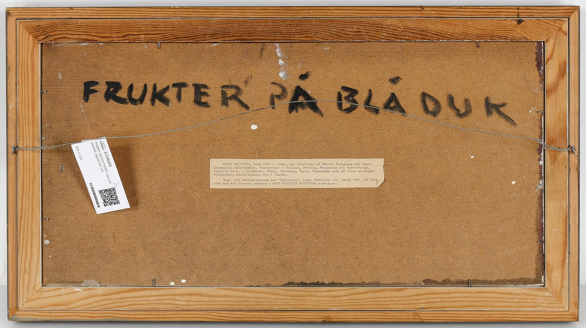HARRY BOOSTRÖM, olja på pannå, signerad.