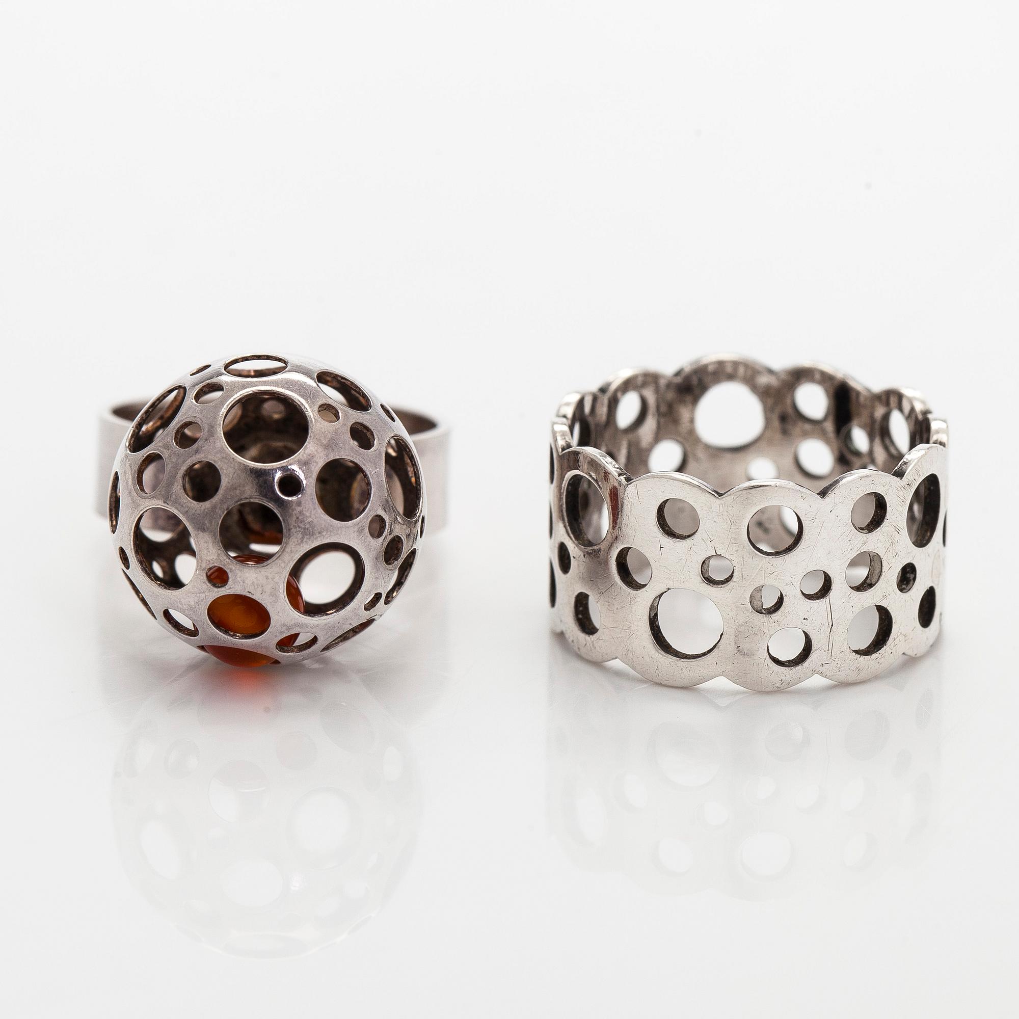 Liisa Vitali, Rings, 2 pcs, silver, Westerback, Helsinki, 1970s.