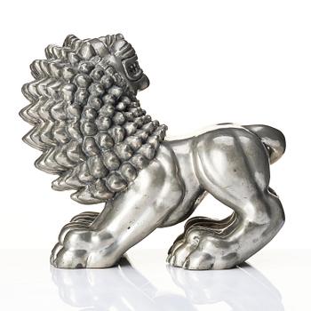 Anna Petrus, a pewter sculpture of a lion, Firma Svenskt Tenn, Stockholm, mid-20th century.