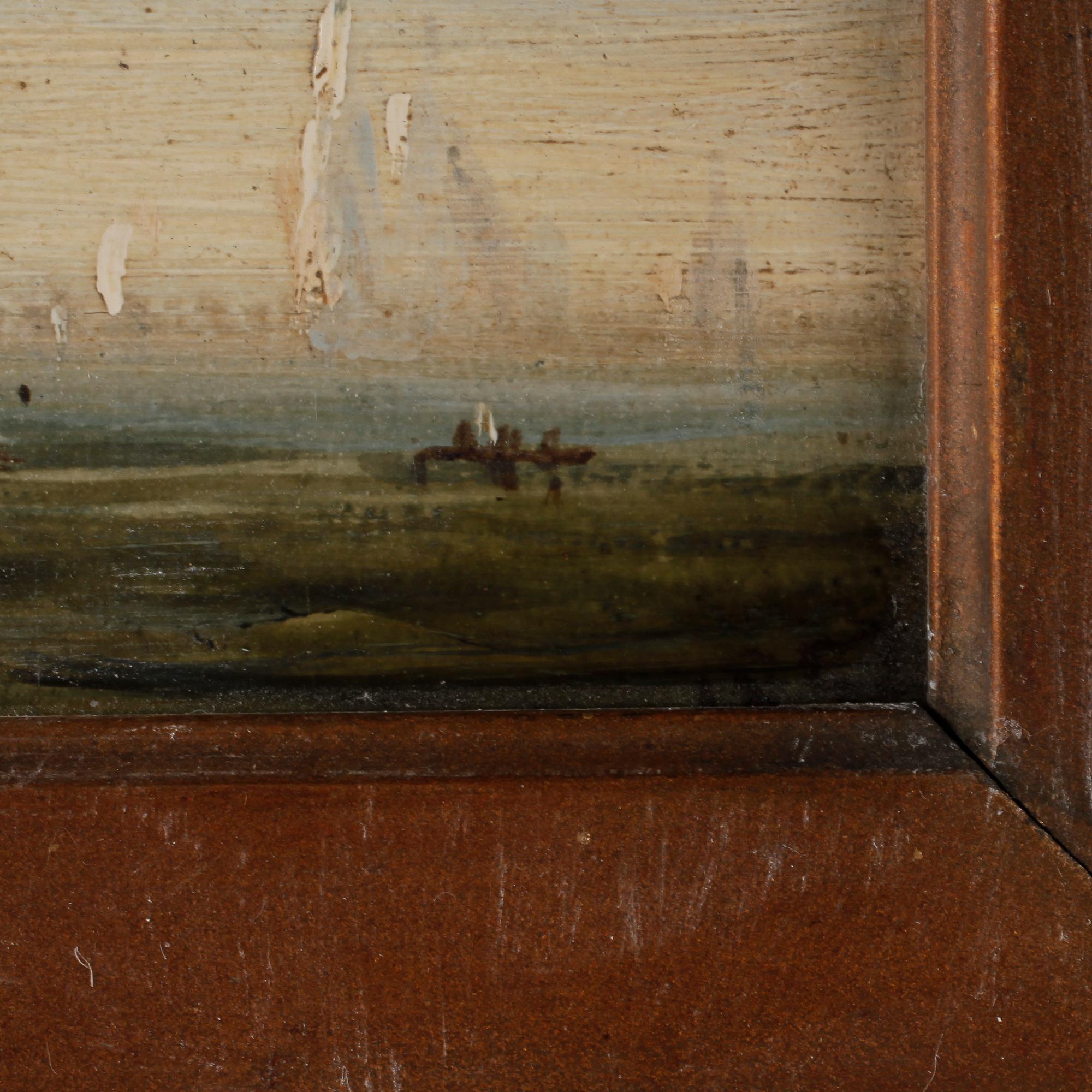 OKÄND KONSTNÄR, olja på pannå, ett par, otydligt signerade, 1800-talets andra hälft.