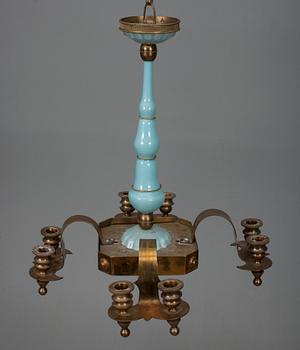 LJUSKRONA, mässing/glas, Ryssland 1800-talets slut. H 53.