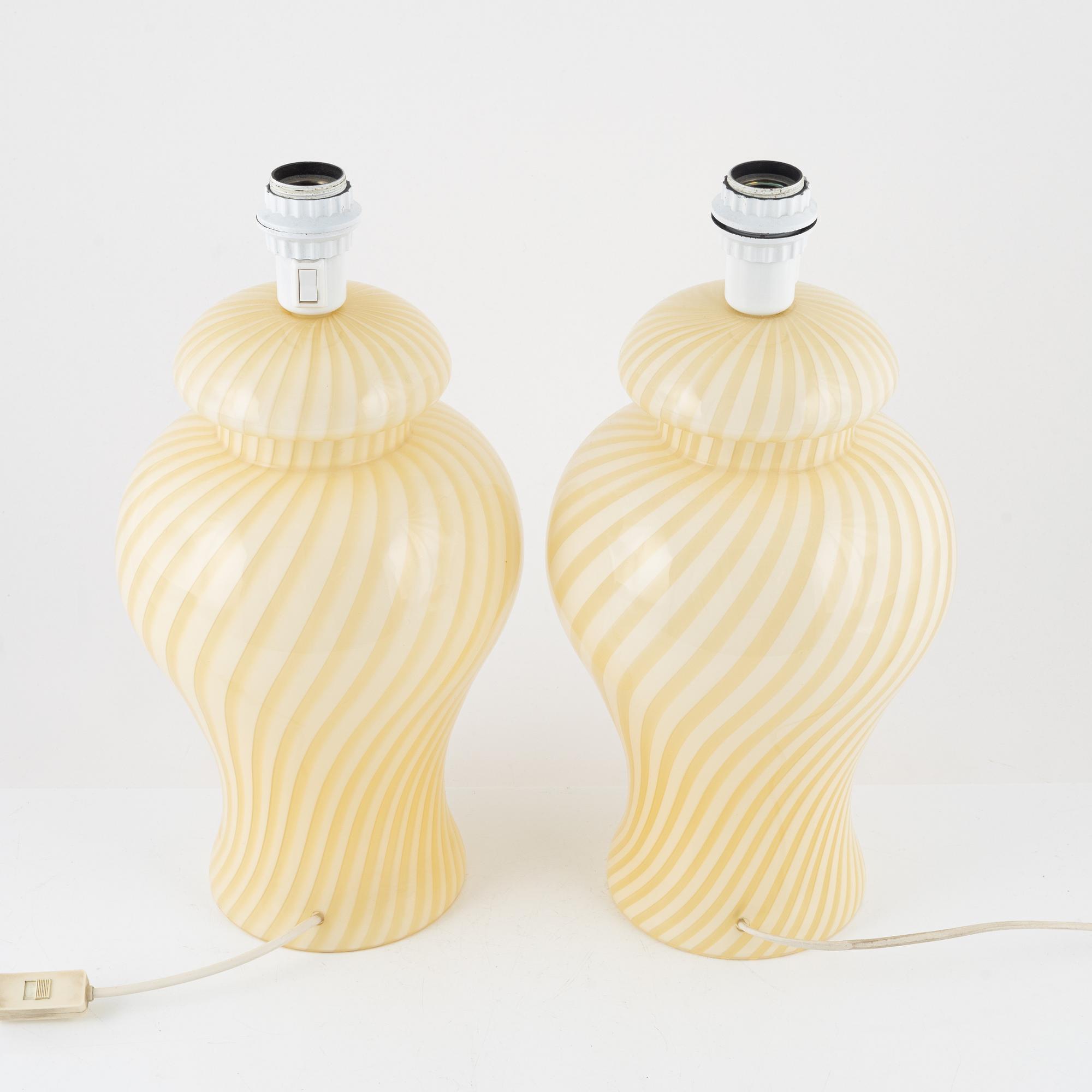 Bordslampor ett par, Murano, 1900-talets andra hälft.