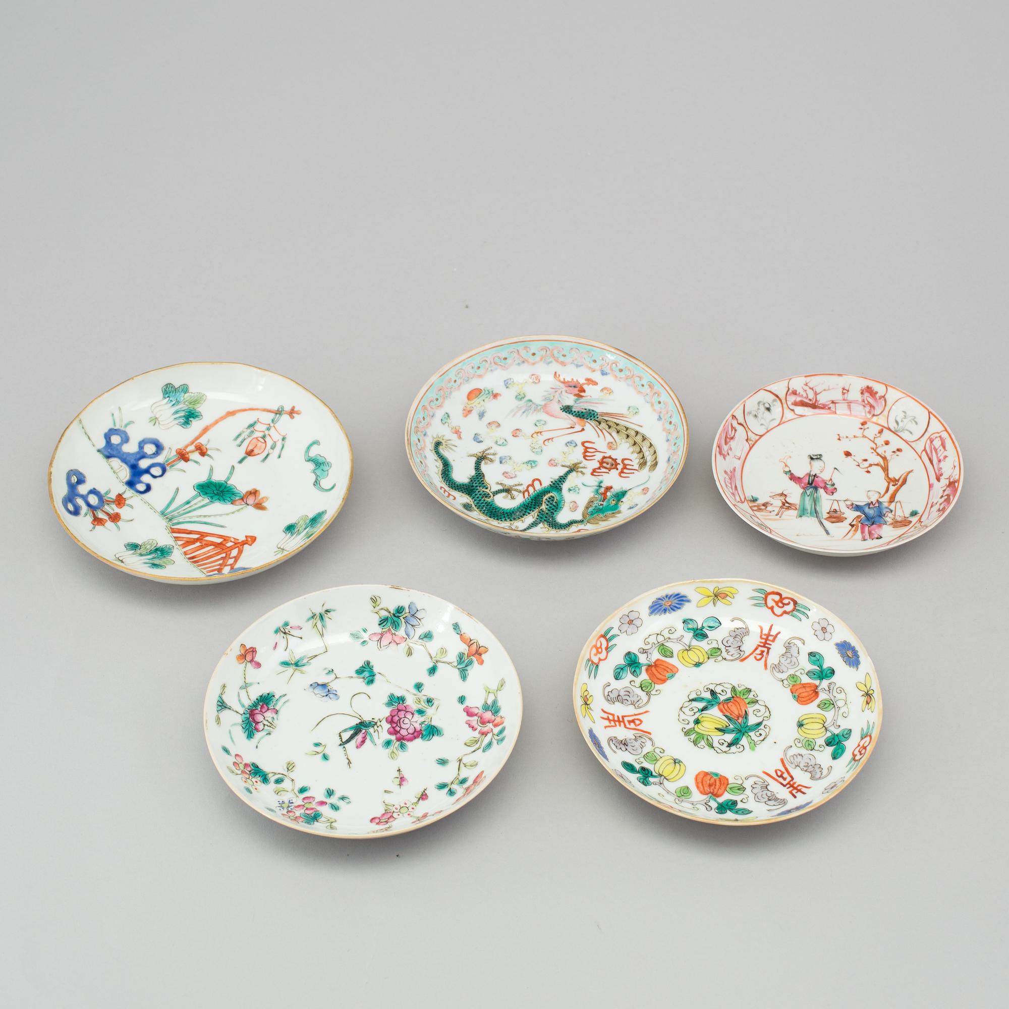 A group of various cups and saucers, Chinese and European, 18th-19th century.