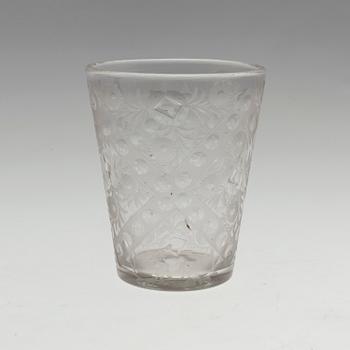 A CUT GLASS BAROQUE BEAKER, 18th century.