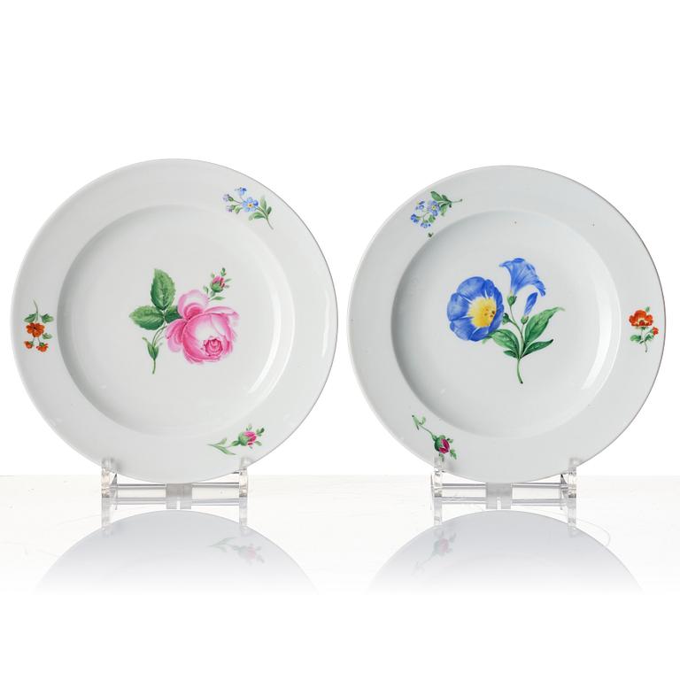 A set of nine porcelain plates, Meissen like mark. first half of 20th century.