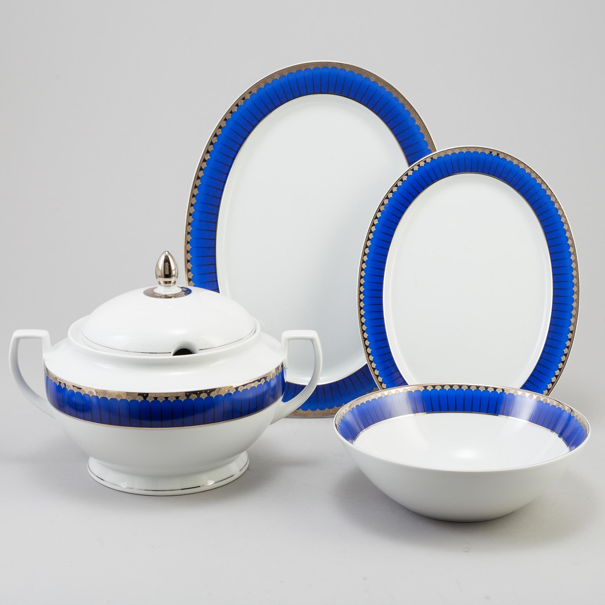 A set of 93 p, tableware. "Christineholm" or "Marianne Royal Blue", Millennium, design Sigvard Bernadotte, 21th century.