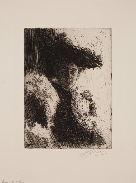 Anders Zorn, ANDERS ZORN, etching, 1904 (edition 35 copies), signed in pencil.