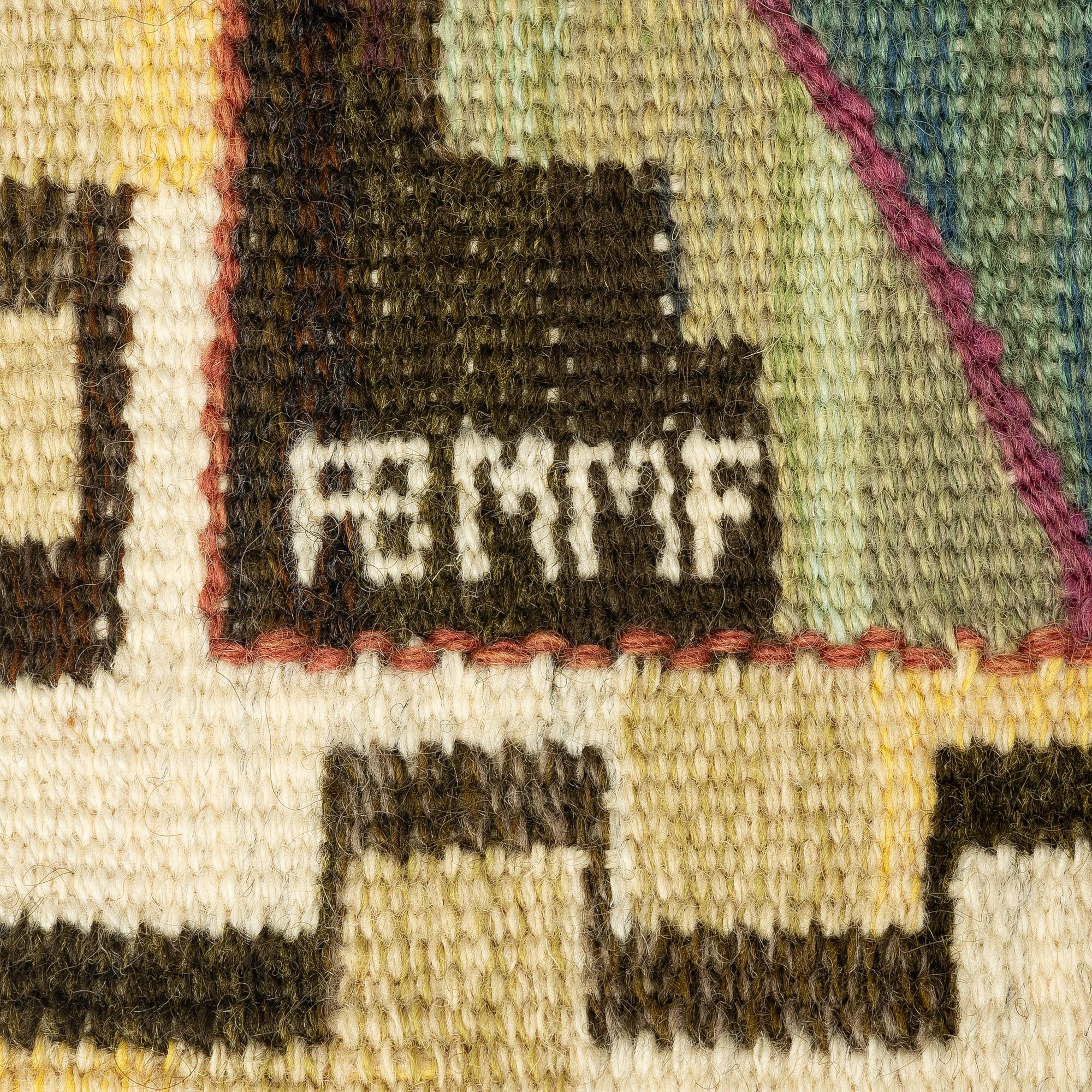 Märta Måås-Fjetterström, a 'Maskros' textile, signed AB MMF.