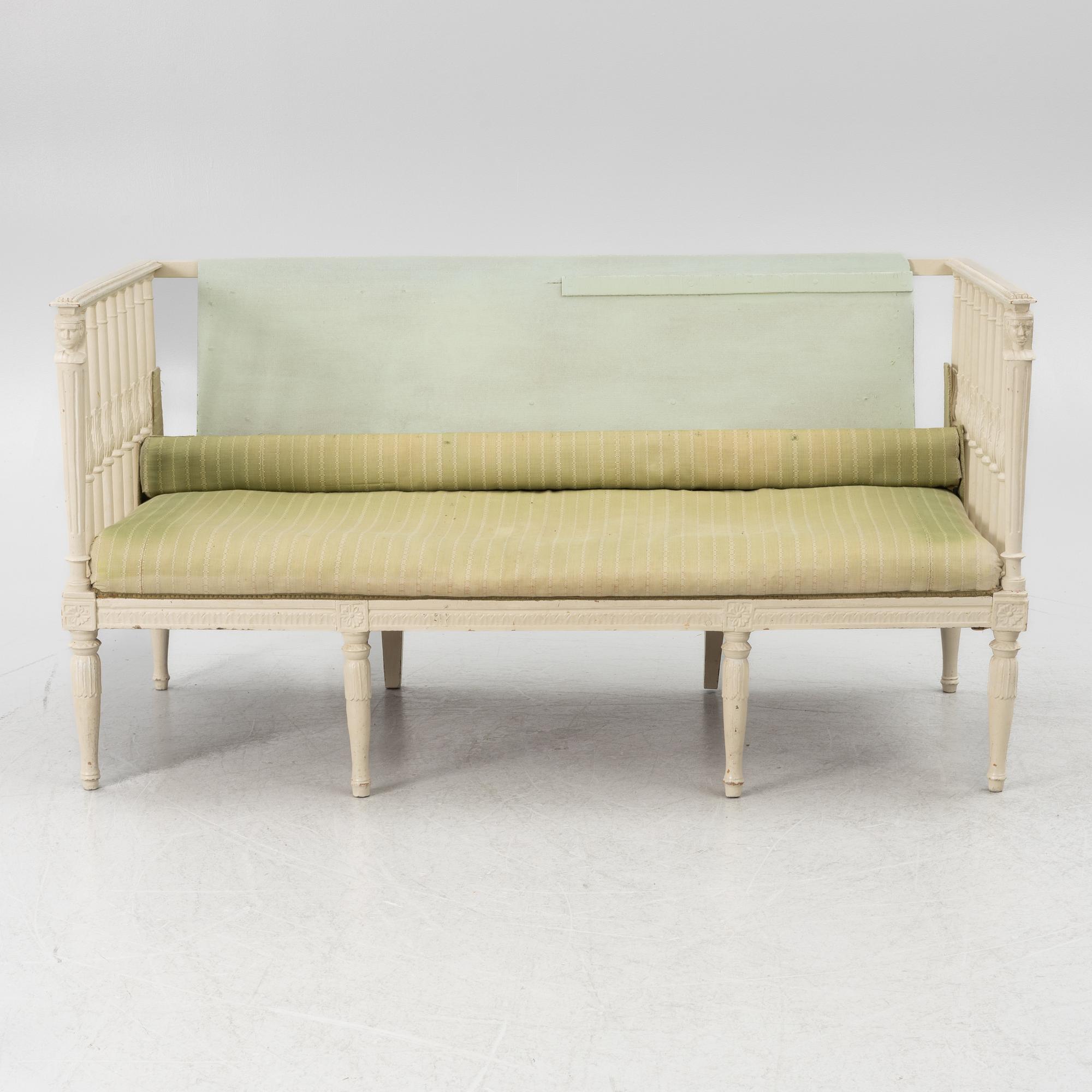 A Gustavian sofa, late 18th century.