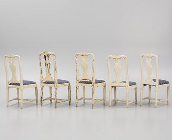 An assembled suite of 10 Transitional chairs, Stockholm, later part of the 18th century.