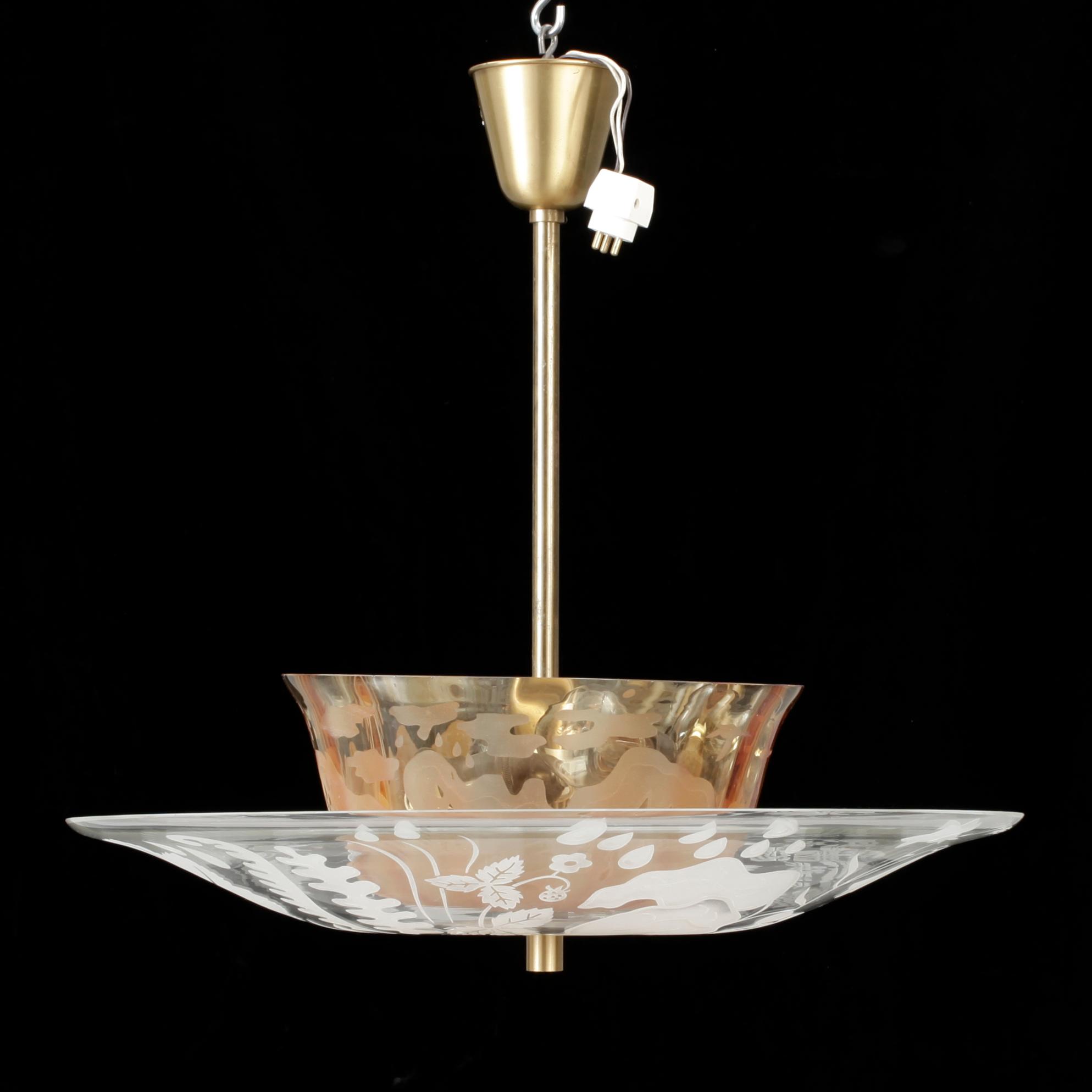 TAKLAMPA, Bo Notini, Glössner & Co, 1900-talets mitt. Höjd ca 56 cm.