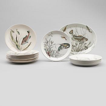 FISKSERVIS, 15 delar, porslin, "Fish", Johnson Bros, England.