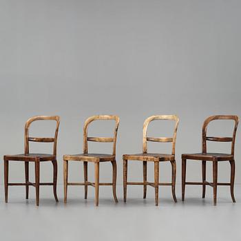 Carl Malmsten, four Swedish Grace chairs for the Stockholm Concert Hall, Nordiska Kompaniet, Sweden 1926.