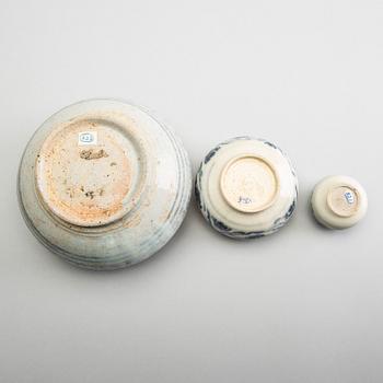 A set of three blue and white jars, Sawankhalok, Thailand, 15th/16th Century.