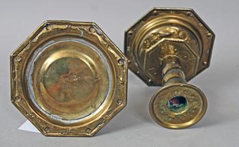 LJUSSTAKAR, ett par, mässing, barockstil, 1800-tal.