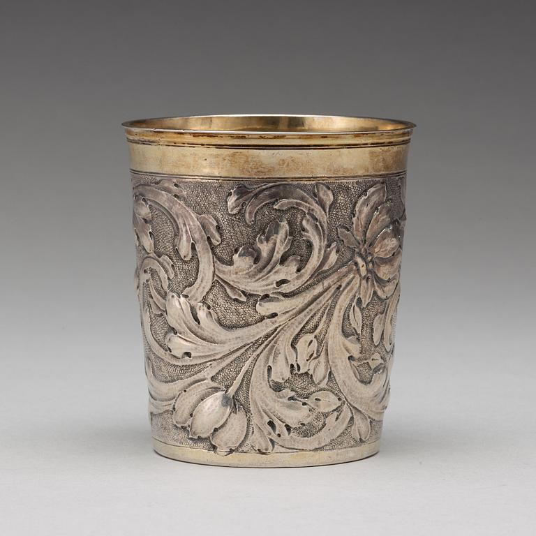Cornelius Poppe, bägare, silver, Augsburg 1690. Barock.