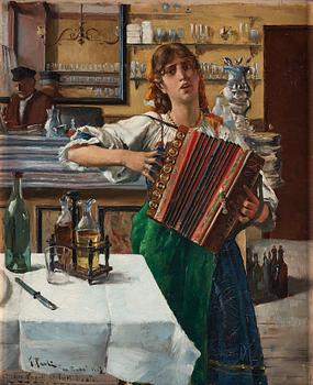 615. Georg Pauli, "Italienska med dragharmonika" / "En dragspelsvirtuos" (Italian girl with accordion / An accordion virtuoso).