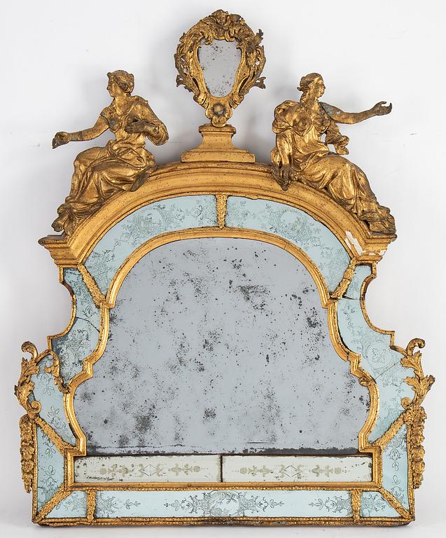 A late Baroque mirror overpiece from the workshop of Burchardt Precht (Master 1674-1738), early 18th century.
