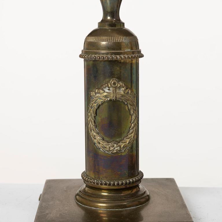 Candle holders, a pair of brass, Empire style, 20th century.