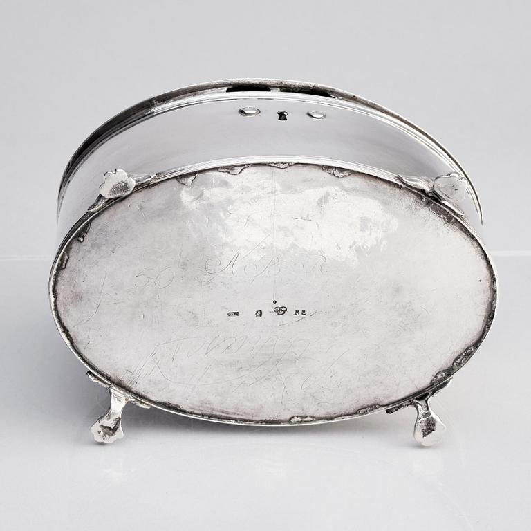 A Swedish late Gustavian 18th century silver sugar-casket, mark of Johan Wilhelm Zimmerman, Stockholm 1799.