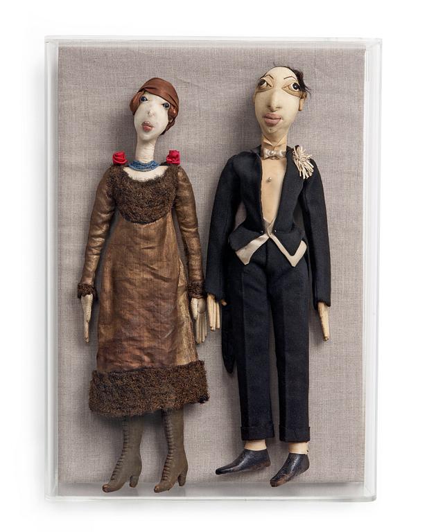 Marie Vassilieff, Puppets, two, representing Sigrid Hjertén and Isaac Grünewald.