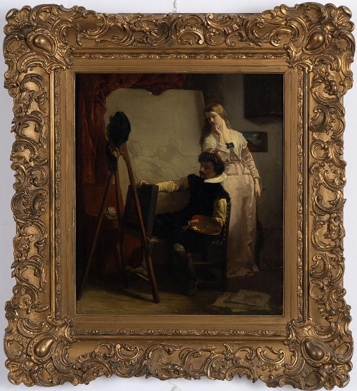Okänd konstnär, 1800-tal, I ateljén.
