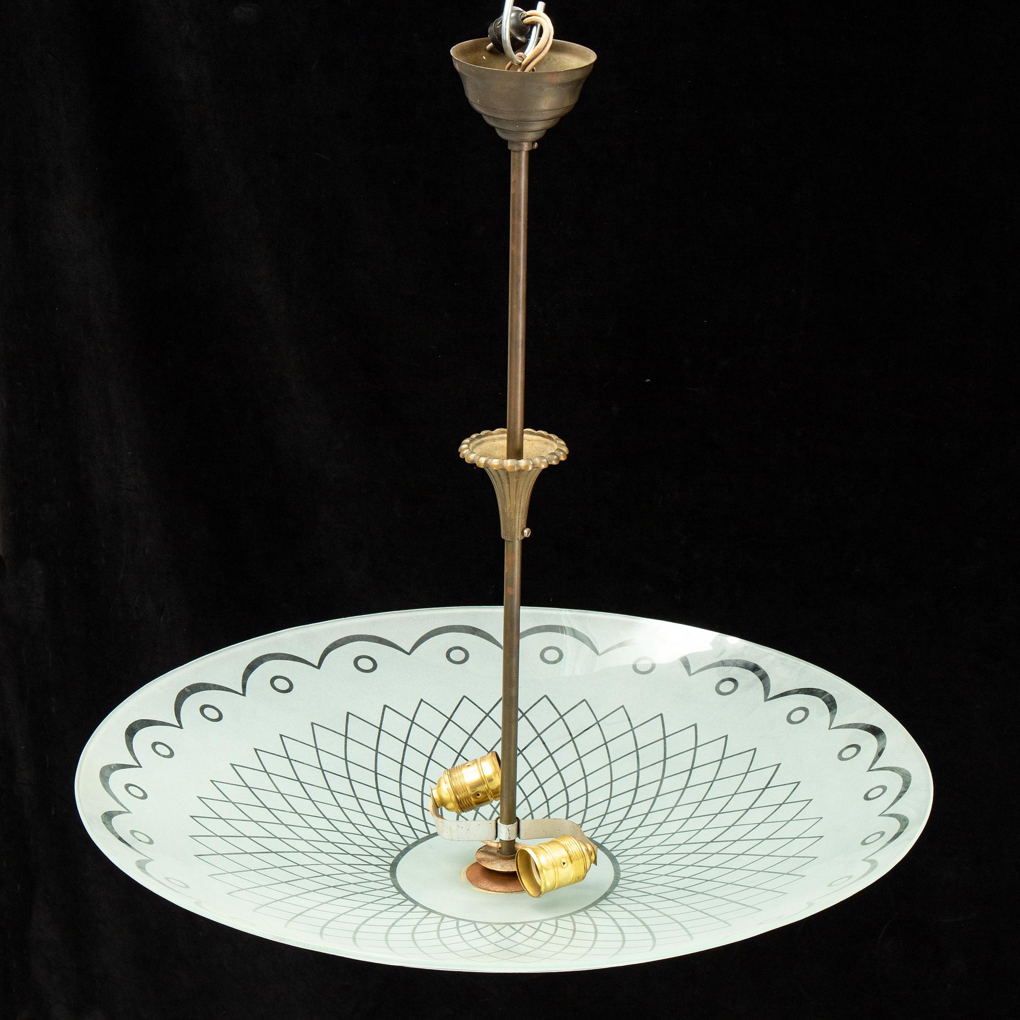 A ceiling lamp ca 1940's, possibly Orrefors.