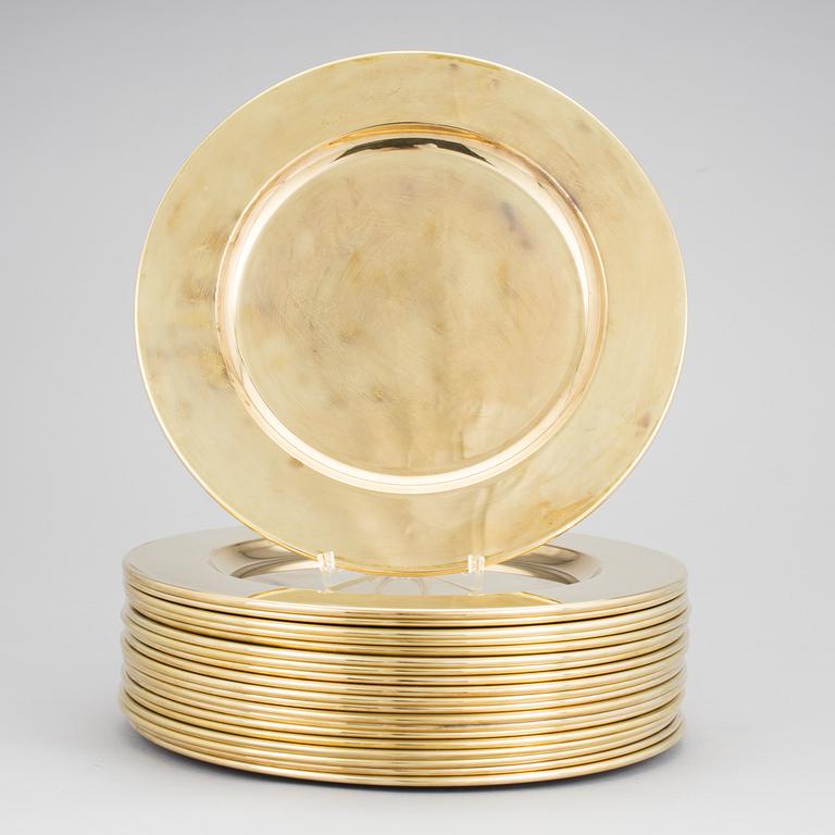 A set of 20 brass plats, Denmark, second half of the 20th century.