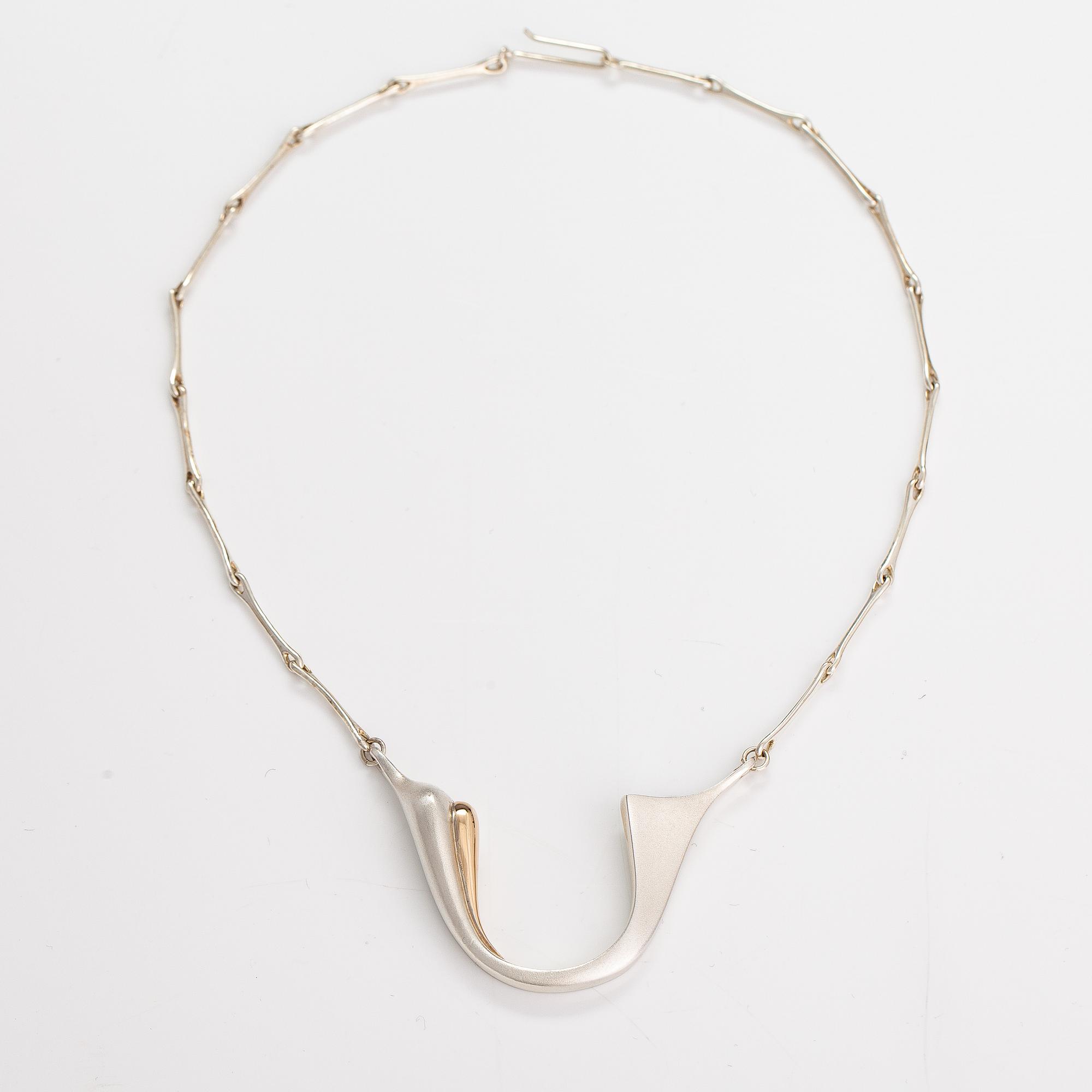 Poul Havgaard, "Continental", a sterling silver and gold necklace. Lapponia 1988.