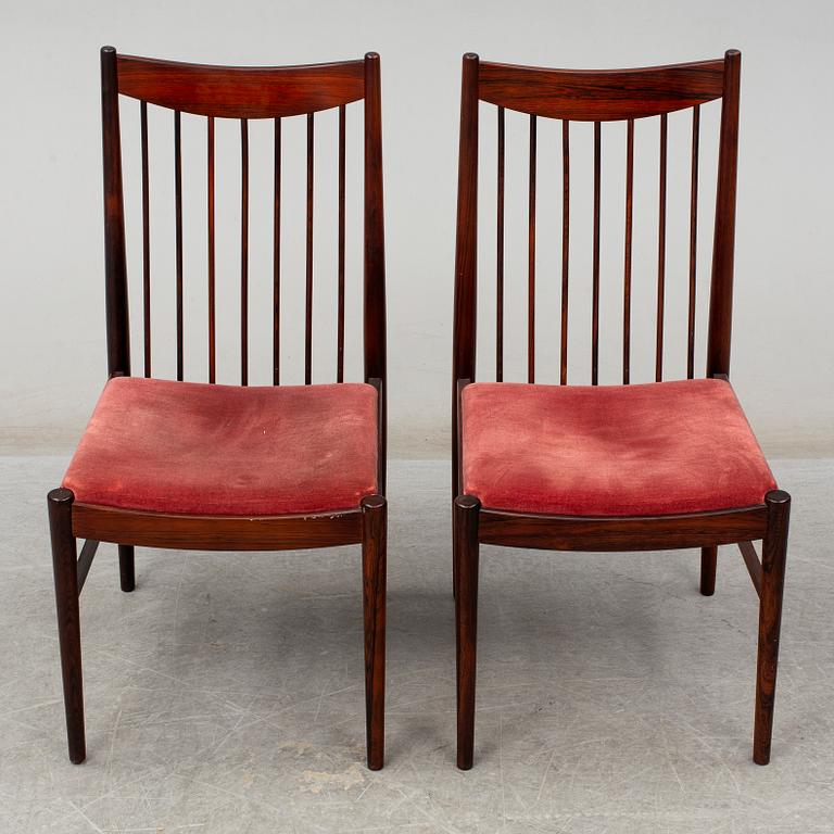 ARNE VODDER, eight Danish rosewood chairs from Sibast, 1960's.