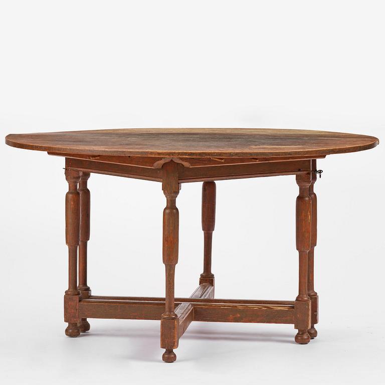 A Swedish D-end baroque dining table, early 18th century.