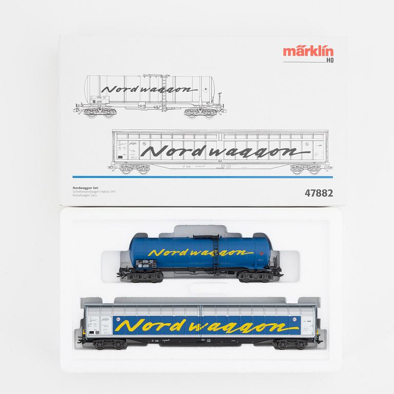 Märklin, eight freight cars, gauge H0, in boxes.