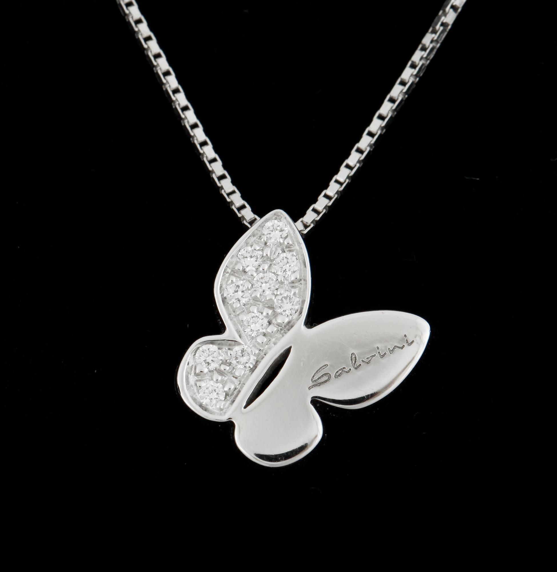 HALSSMYCKE, Salvini, Italien, 18K vitguld med briljantslipade diamanter tot ca0,09ct. Vikt 6g.