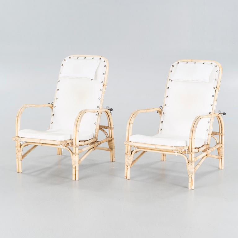 A pair of rattan armchairs from second half of the 20th century.