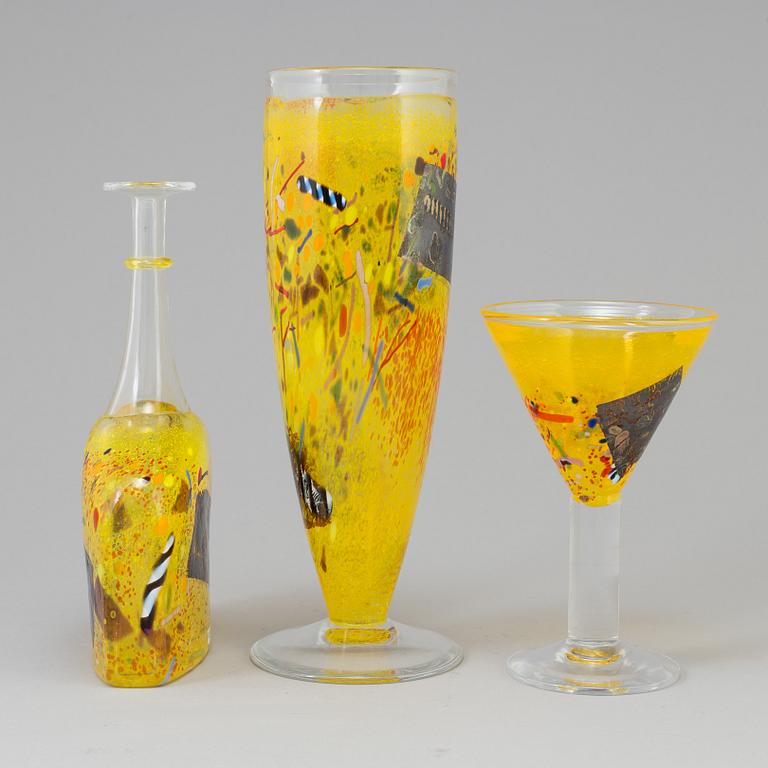 BERTIL VALLIEN, 3 delar konstglas, 1900-tal.